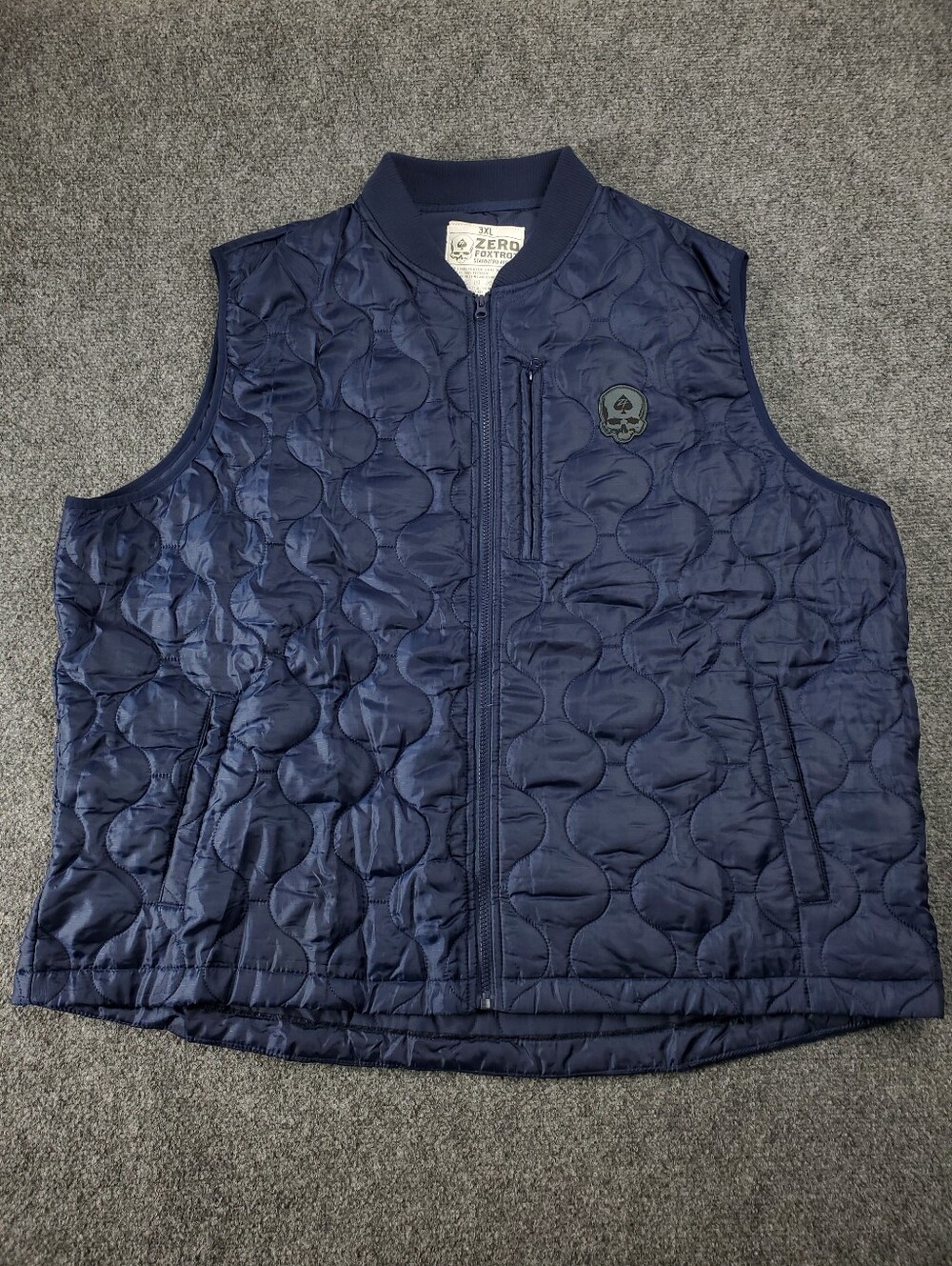 Zero Foxtrot Woobie Vest Jacket Mens 3XL Quilted Sleeveless Navy Blue Zip Up